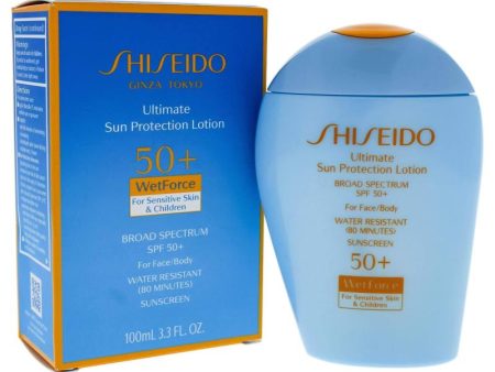 Ultimate Sun Protection Lotion WetForce SPF 50 for Sensitive Skin and Children by Shiseido for Unisex - 3.3 oz Sunscreen For Cheap