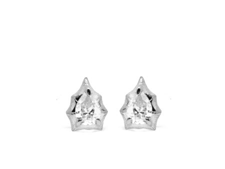 The Ode to Strangers  Bamboo Pear Sapphire Stud Earrings Silver For Cheap