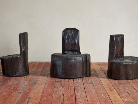 Black Primitive Log chair For Cheap