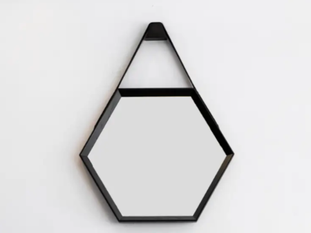 Beverly Oak and Leather Hexagon Mirror For Cheap