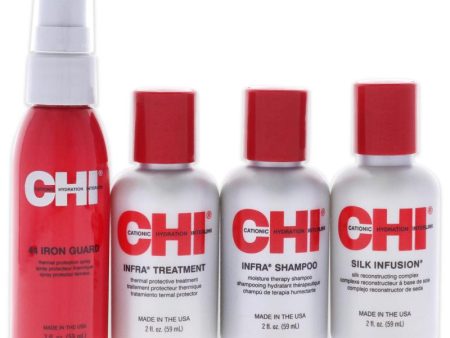 The Essentials Kit by CHI for Unisex - 4 Pc 2oz Infra Shampoo, 2oz 44 Iron Guard Thermal Protection, 2oz Infra Treatment, 2oz Silk Infusion Online Hot Sale