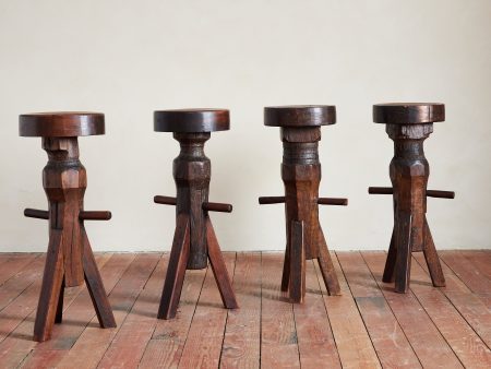 Bespoke Primitive Barstools - set of 4 For Sale