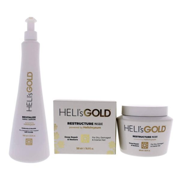 The Revival Series Kit by Helis Gold for Unisex - 2 Pc Kit 33.8oz Revitalize Shampoo, 16.9oz Restructure Masque Online Hot Sale