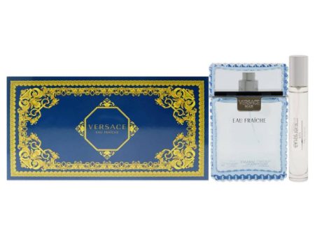 Versace Man Eau Fraiche by Versace for Men - 3 Pc Gift Set 3.4oz EDT Spray, 10ml EDT Spray (Mini), Versace Trousse Man Man For Discount