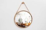 Beverly Oak & Leather Round Mirror Hot on Sale