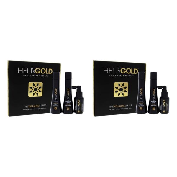 Volume Series Travel Kit by Helis Gold for Unisex - 3 Pc 3.3oz Weightless Conditioner, 3.3oz Volumize Shampoo, 1.7oz Antidote Scalp and Hair Revitalizer - Pack of 2 Sale