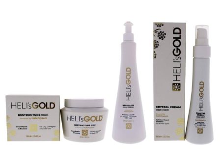 The Revival Series Kit by Helis Gold for Unisex - 3 Pc Kit 16.9oz Restructure Masque, 3.3oz Crystal Cream Serum, 33.8oz Revitalize Shampoo Cheap