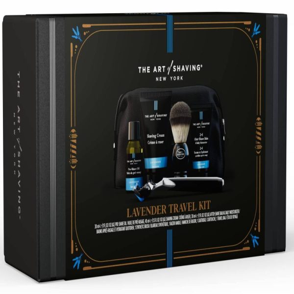 The Art of Shaving Lavender Travel Kit - Men s Razor with 1oz Pre-Shave Oil, 1.5oz Shaving Cream, Shaving Brush & 1oz After-Shave Balm Online Sale