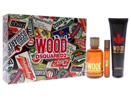 Wood by Dsquared2 for Men 3 Pc Gift Set 3.4oz EDT Spray, 0.3oz EDT Spray, 5.0oz Bath and Shower Gel Online Sale