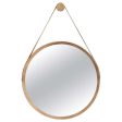 Beverly Oak & Leather Round Mirror Hot on Sale