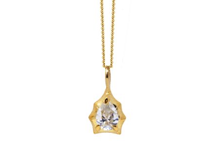 The Ode to Strangers  Bamboo Pear Sapphire Solitaire Necklace Hot on Sale