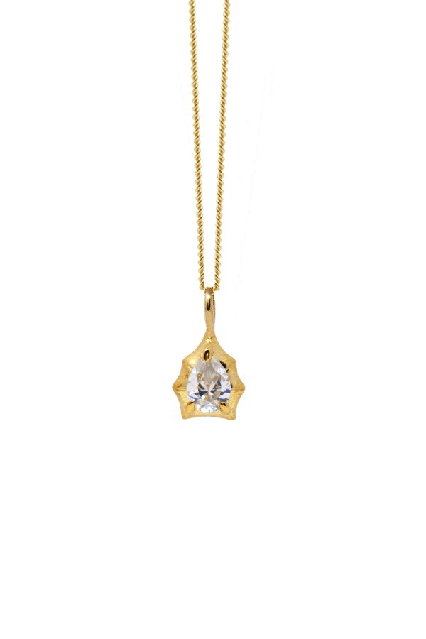 The Ode to Strangers  Bamboo Pear Sapphire Solitaire Necklace Hot on Sale