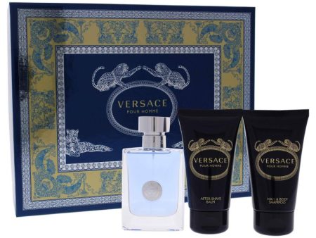 Versace Pour Homme by Versace for Men - 3 Pc Gift Set 1.7oz EDT Spray, 1.7oz Hair and Body Shampoo, 1.7oz After Shave Balm on Sale