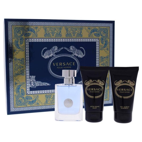 Versace Pour Homme by Versace for Men - 3 Pc Gift Set 1.7oz EDT Spray, 1.7oz Hair and Body Shampoo, 1.7oz After Shave Balm on Sale