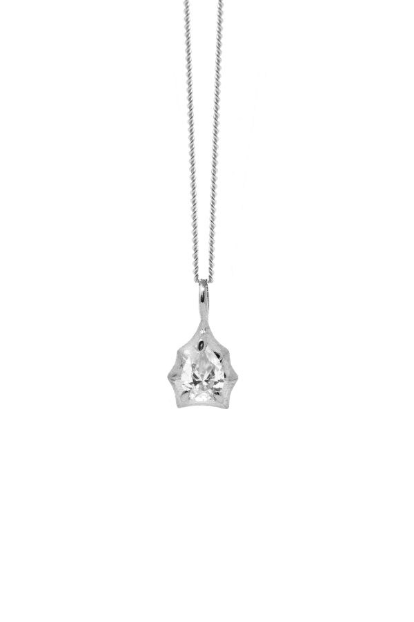 The Ode to Strangers  Bamboo Pear Sapphire Solitaire Necklace Hot on Sale