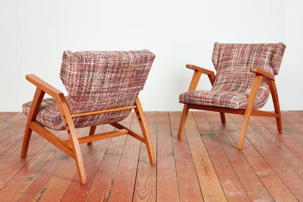 1940s French Oak Reclining Wingback Chairs Fashion