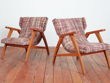 1940s French Oak Reclining Wingback Chairs Fashion