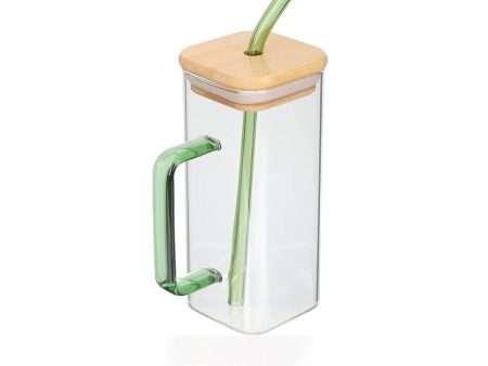 SQUARE GLASS MUG WITH WOODEN LID Supply