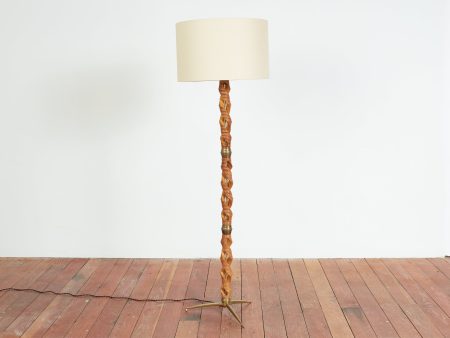 1940 s Italian Spiral Wood Floor lamp For Sale