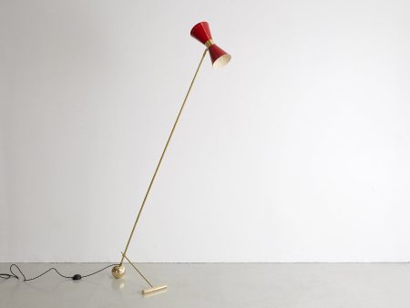 Italian Floor Lamp with Red Metal Shade on Sale