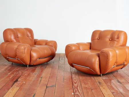 Massive pair of 1970 s Italian Club Chairs For Cheap