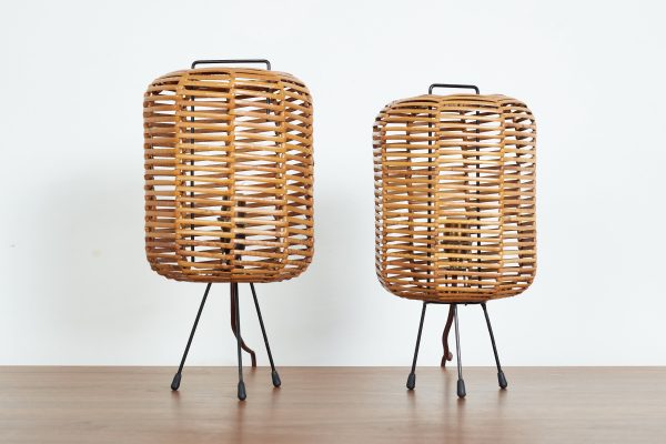 Pair of Italian Rattan Table Lamps Supply