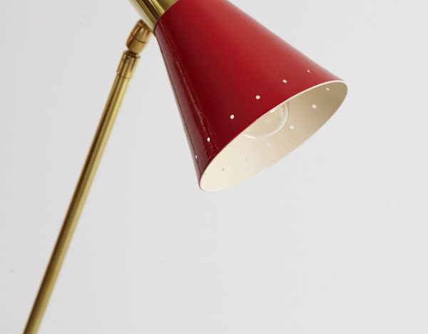 Italian Floor Lamp with Red Metal Shade on Sale