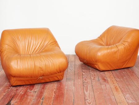 Italian Leather Chairs, 1970s Supply