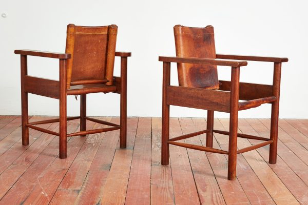 1940s French Leather Chairs Discount