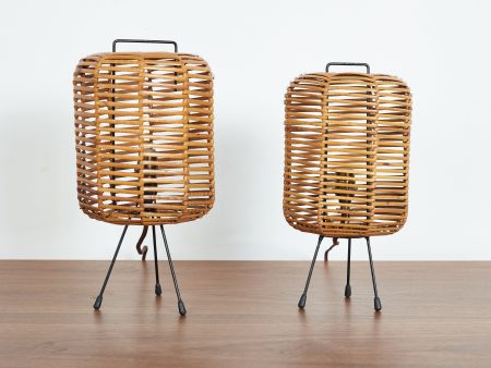 Pair of Italian Rattan Table Lamps Supply