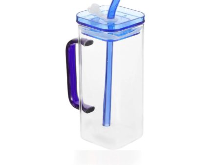 SQUARE GLASS MUG WITH PLASTIC LID For Discount