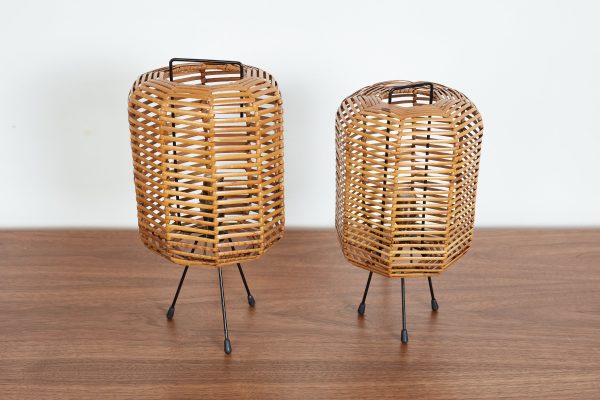 Pair of Italian Rattan Table Lamps Supply