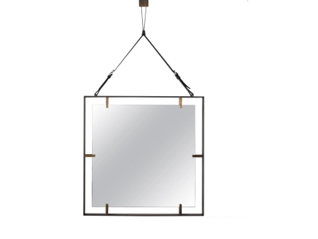 Emmerson Square Metal and Leather Mirror For Cheap