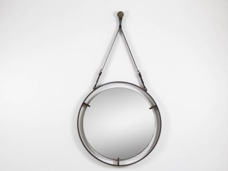 Emmerson Circular Metal and Leather Mirror Online Hot Sale