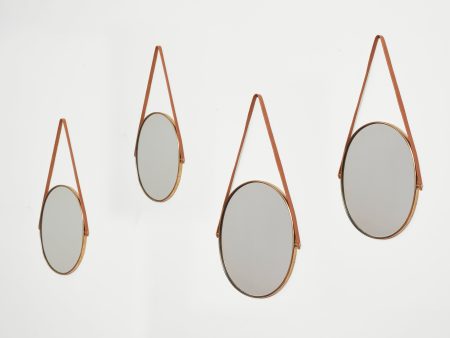 Italian Brass & Leather Mirrors Hot on Sale