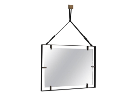 Emmerson Rectangular Metal and Leather Mirror For Discount