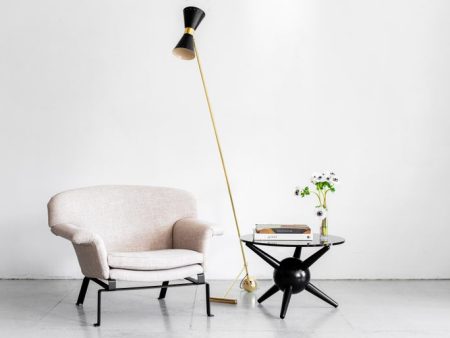 Italian Floor Lamp with Black Metal Shade For Discount