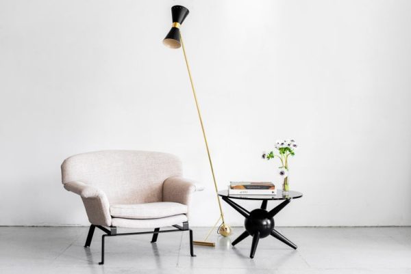 Italian Floor Lamp with Black Metal Shade For Discount